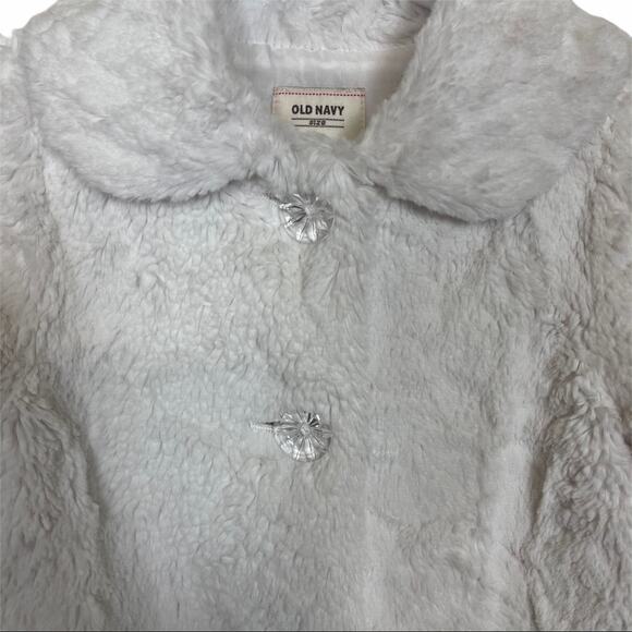 Old Navy Faux Fur Front Button Coat Ivory Size 2T - Picture 2 of 7